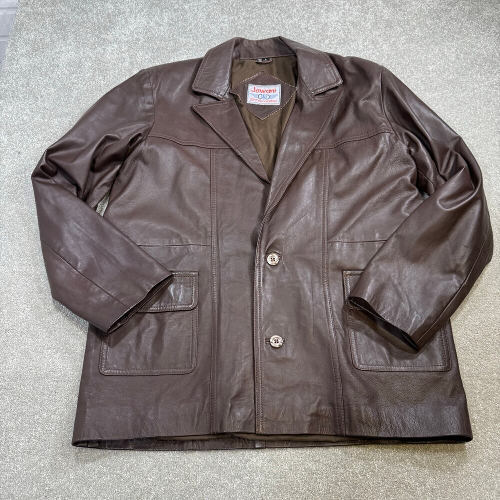 Vintage Jawani Lamb Skin Leather Jacket‎ Chocolate Brown Mens L Rockabilly Retro